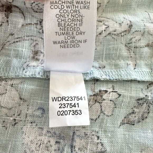 J. Jill Love Linen Size X-Small Blue White Floral V-Neck Short Sleeve Dress - Picture 12 of 12